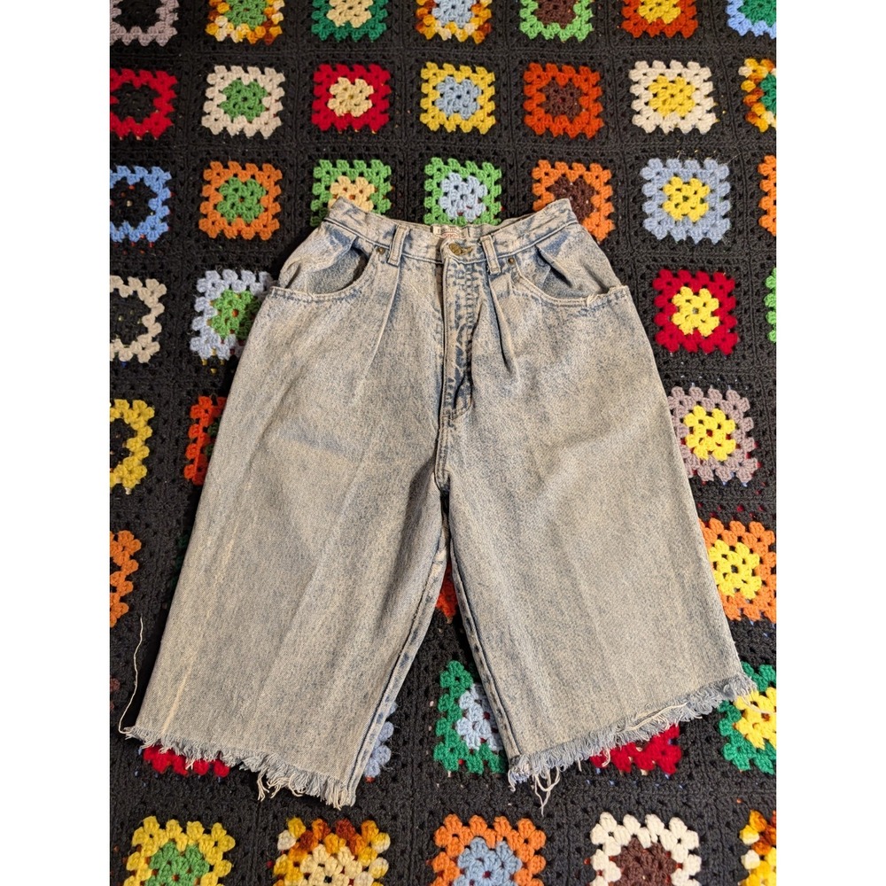 Vintage Essentials Sport Denim Shorts‎ Acid Wash High Rise Retro 22" Waist 1990s